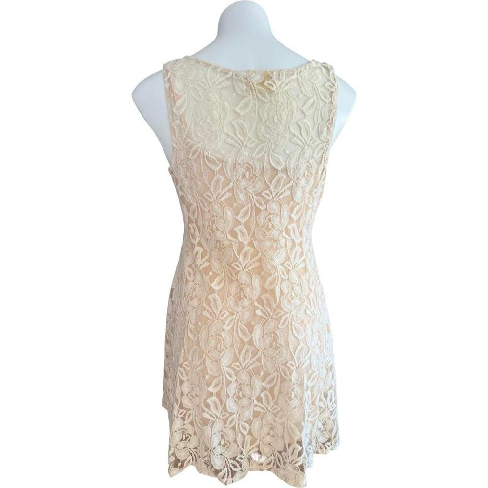 Free People Miles of Lace Cream Dress Cottagecore Boho Bridal  Sz M Mini - Picture 4 of 8